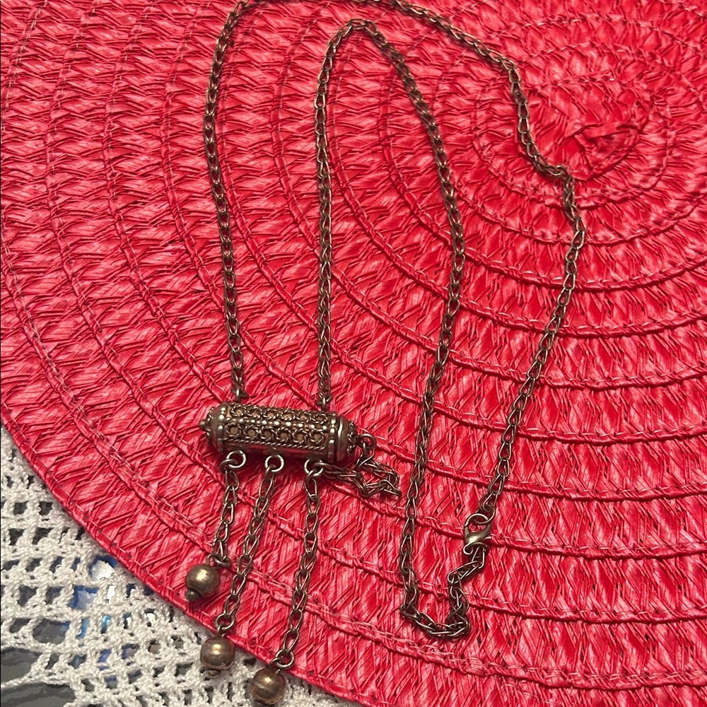 Beautiful Sterling silver amulet box Chain Necklace.